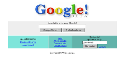 Google web site in 1998