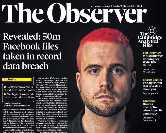 The Observer front page 2018-03-18